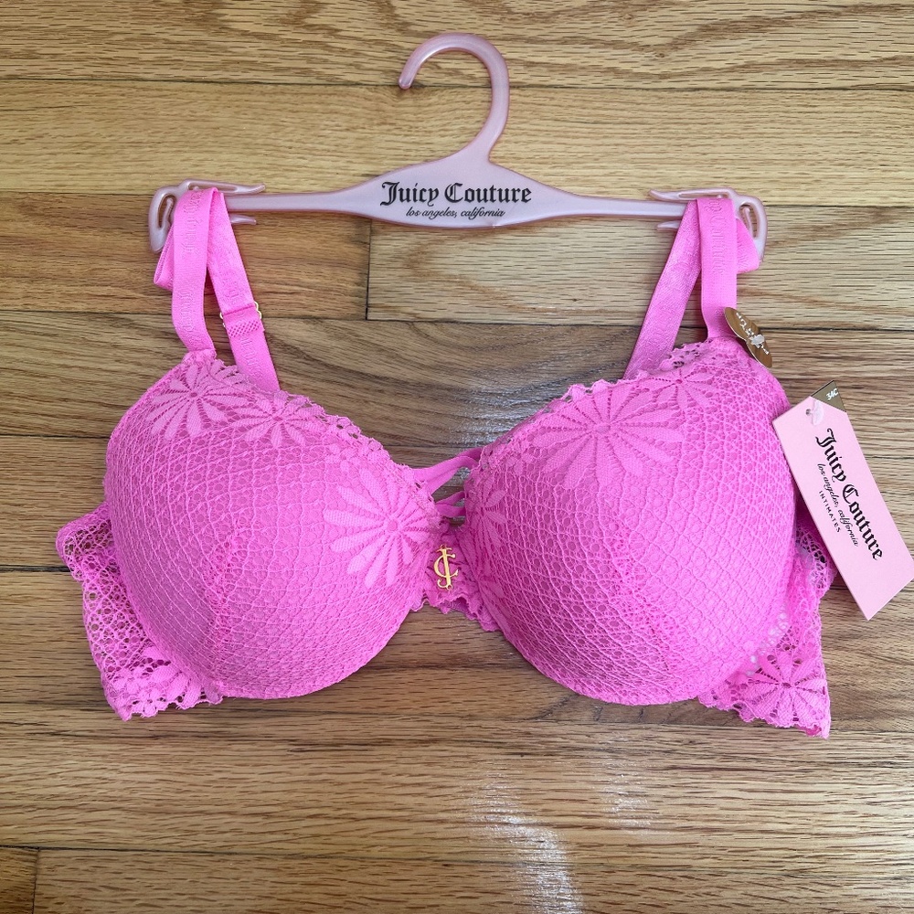 Juicy Couture Bra 34B,  Underwire Push up Bra, Lace Bra